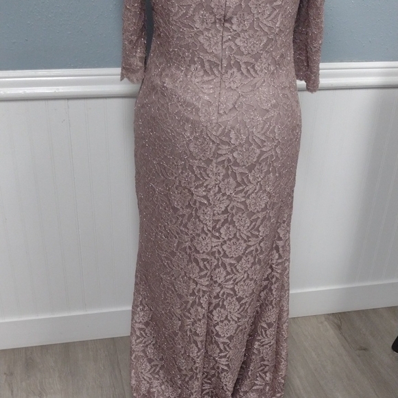 Oleg Cassini Dusty Rose Lace Three-quarter sleeve Dress Wedding Guest, Godmother - Picture 7 of 16